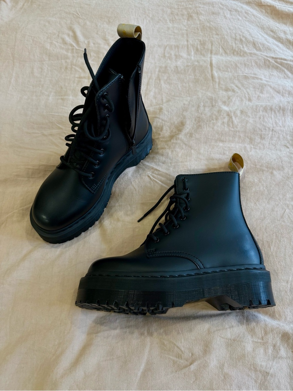 Dr. Martens Black Lace-Up Platform Boots (Vegan Jadon II Mono Boots) - Picture 2 of 2